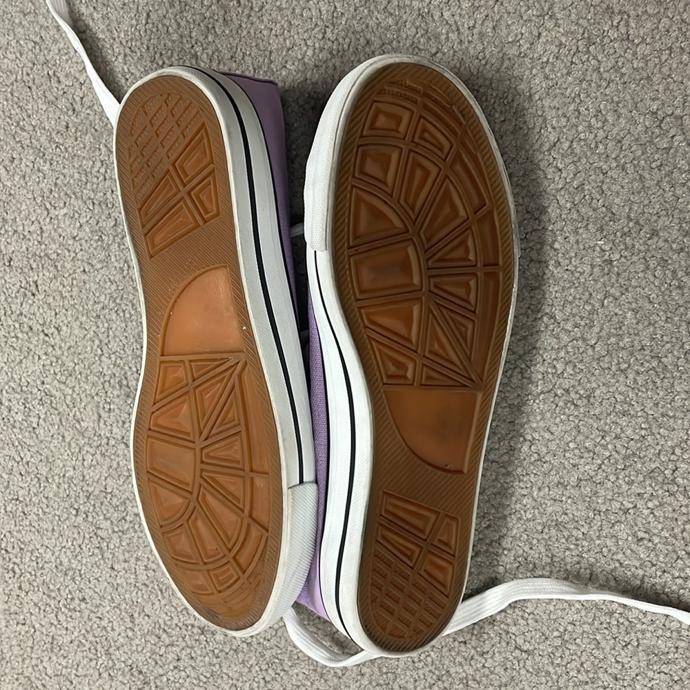 Purple and White Canvas High-Top Sneakers - Picture 8 of 10